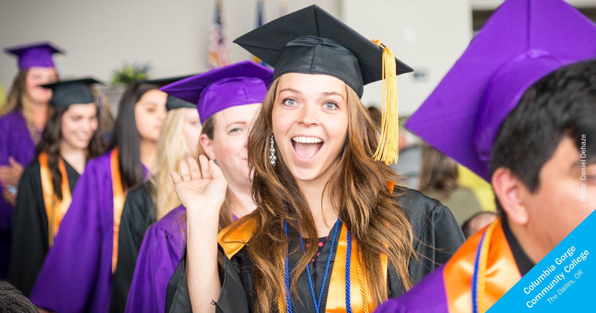 Smiling female graduate from Columbia Gorge Community College