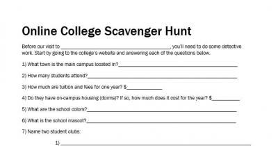 Screenshot of Online College Scavenger Hunt
