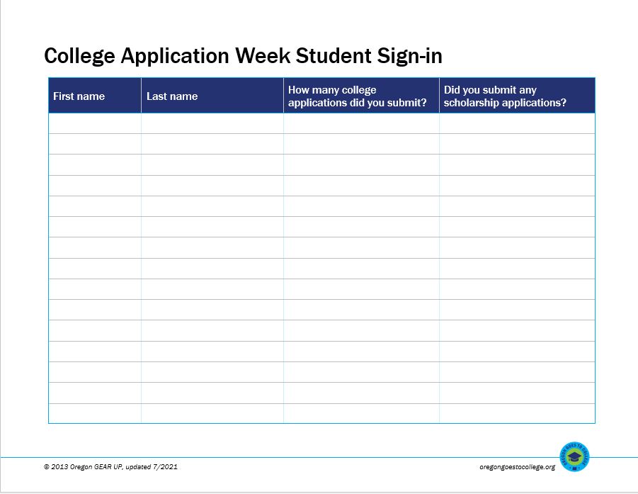 Screenshot of Student Sign-in