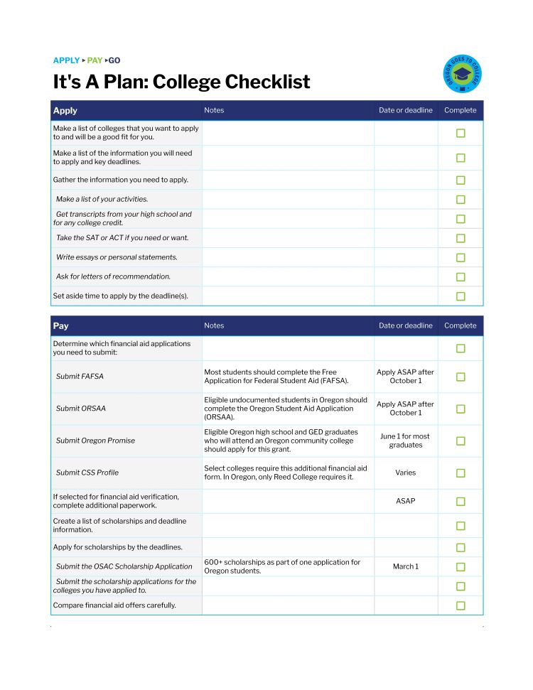 Screenshot of It's A Plan: College Checklist