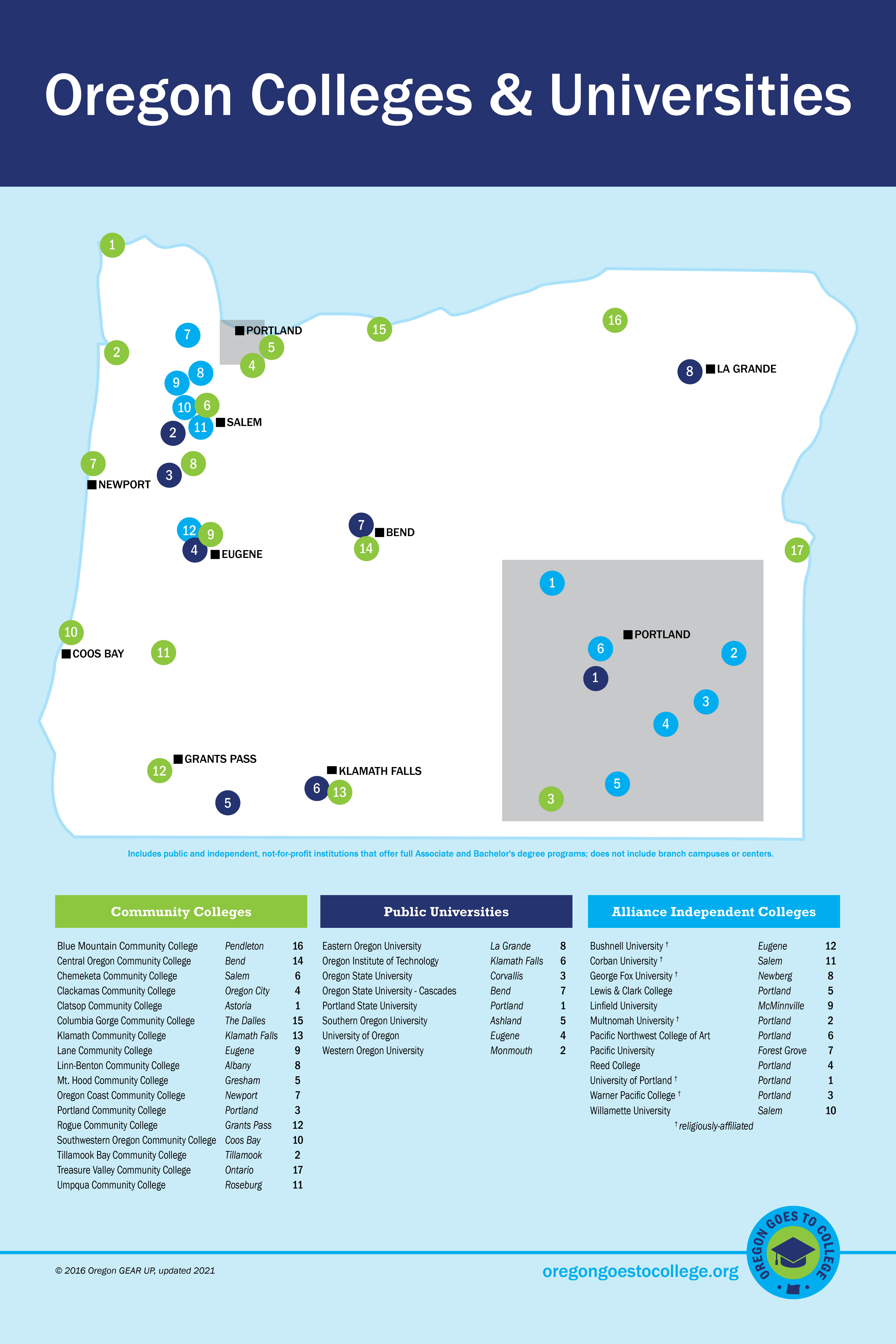 Screenshot of Oregon Colleges Map