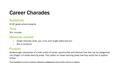 Screenshot of Career Charades