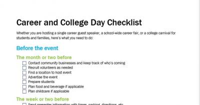 Screenshot of Career and College Day Checklist