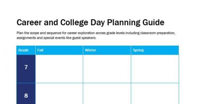 Screenshot of Career and College Day Planning Guide