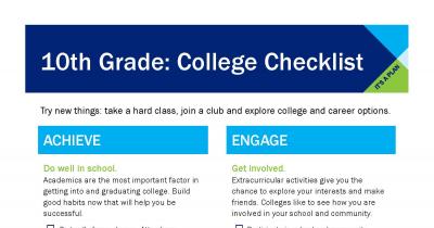 Screenshot of 10th grade checklist