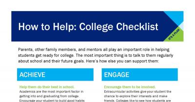 Screenshot of college checklist