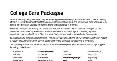 Screenshot of College Care Packages