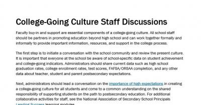 Screenshot of College-Going Culture Staff Discussions