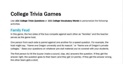 Screenshot of College Trivia Games