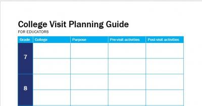 Screenshot of College Visit Planning Guide