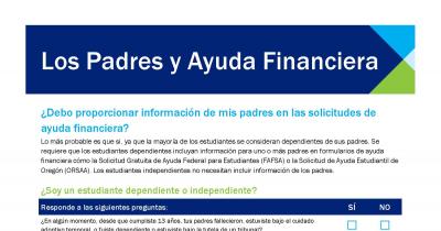 Screenshot of Parent Information and Financial Aid Forms
