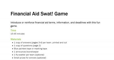 Screenshot of Financial Aid Swat game