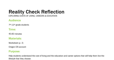 Screenshot of Reality Check Reflection