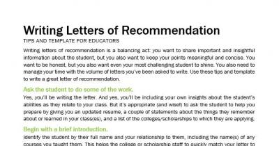 Screenshot of Writing Recommendation Letters