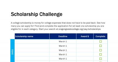 Screenshot of Scholarship Challenge