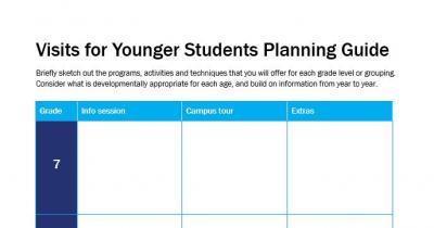 Screenshot of Visits for Younger Students Planning Guide